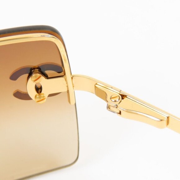 ✨ RARE Chanel Vintage Sunglasses Rhinestone CC Logo Rimless Gradient Gold Y2K - Picture 9 of 12